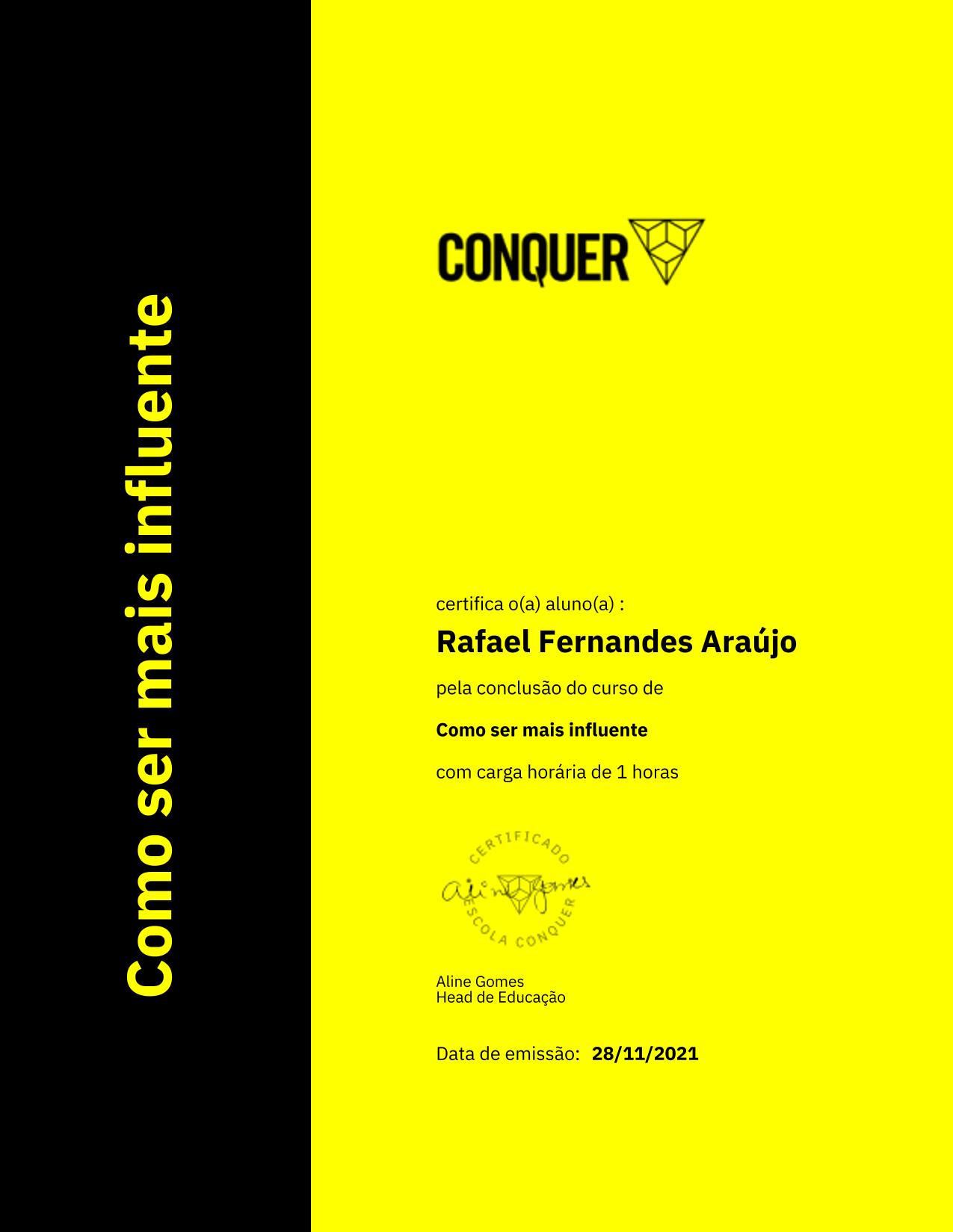 Certificado de Como ser mais influente